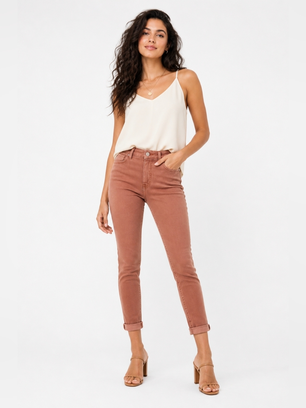 J Jill Auburn High Rise Crop Jeans Cuffed 6